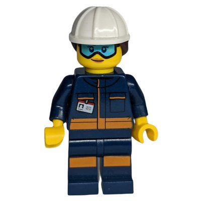 Figurine Technician - Dark Blue Torso, Dark Blue Legs, White Helmet, Reddish Brown Hair du set 60225
