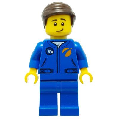 Minifigure Astronaut - Blue Torso and Legs, Dark Brown Hair del set 60230