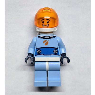 Minifigure Astronaut - Bright Light Blue Torso and Legs, White Helmet, Trans Orange Visor del set 60230