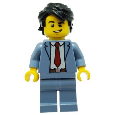 Minifigure Sand Blue Torso, Sand Blue Legs, Black Hair del set 60230