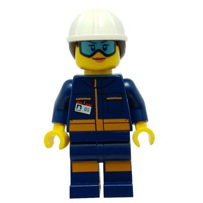 Minifigure Technician - Dark Blue Torso, Dark Blue Legs, White Helmet, Dark Brown Hair del set 60230