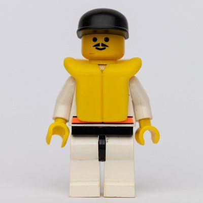 Minifigurka Res-Q Man, Black Cap, Yellow Life Vest, Moustache z zestawu 6451