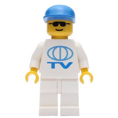 Figurine Man, White Shirt with TV Logo, Blue Cap, Sunglasses du set 6553