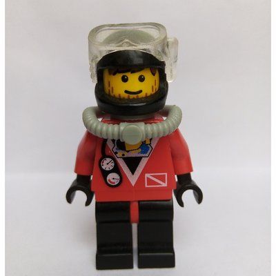 Figurine Diver, Man, Red Wetsuit, Black Helmet with Mask, Airtank, Stubble du set 6441