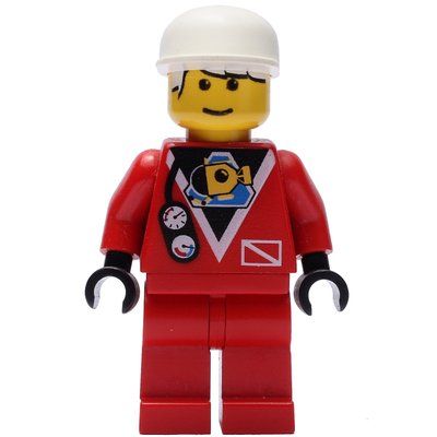 Minifigurka Marine Explorer, Red Wetsuit, White Cap, Printed White Hair z zestawu 1782