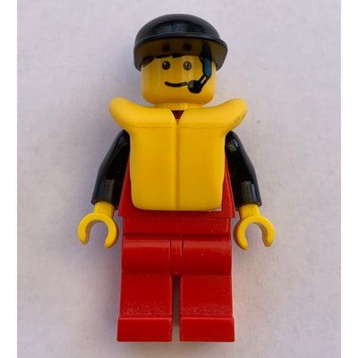 Minifigure Marine Explorer, Red Shirt with Divers Logo, Red Legs, Black Cap, Yellow Life Vest, Headset from set 6560