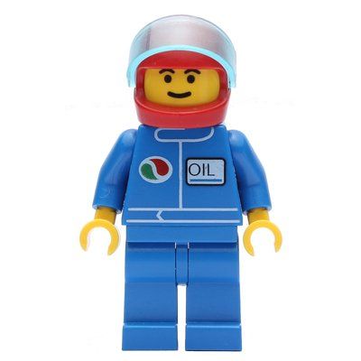 Minifigurka Racer, Blue Jacket with Octan Logo, Blue Legs, Red Helmet with Stars and Visor z zestawu 2234