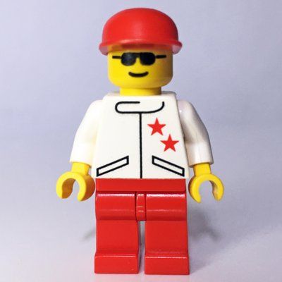 Figurine Racer, White Jacket with 2 Stars, Red Cap, Sunglasses du set 6337