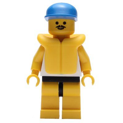 Figurine Man, White Tank Top with Windsurfer, Yellow Legs, Blue Cap, Yellow Life Vest, Moustache du set 6334
