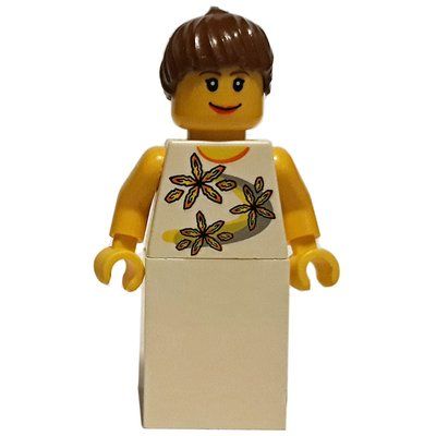 Minifigure Bride, White Dress with 3 Flowers del set 10184