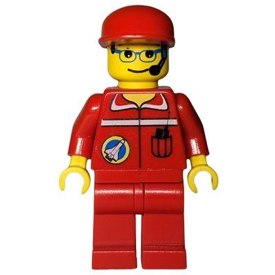 Figurine Space Port Ground Crew, Red Jumpsuit, Red Cap, Headset and Glasses du set 6455