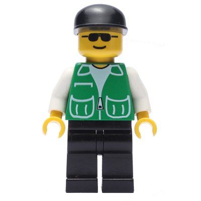 Minifigurka Man, Green Jacket, Black Legs, Black Cap, Sunglasses z zestawu 2234