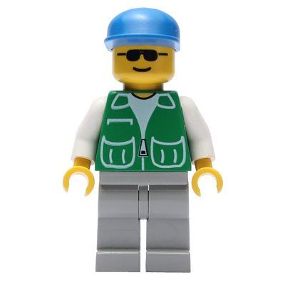 Figurine Man, Green Jacket, Light Gray Legs, Blue Cap, Sunglasses du set 6549