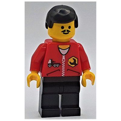 Minifigura Mechanic, Red Jacket with Zipper, Black Hair, Moustache del set 6434