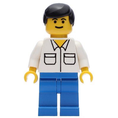 Figurine Man, White Shirt with Pockets, Blue Legs, Black Hair du set 6426