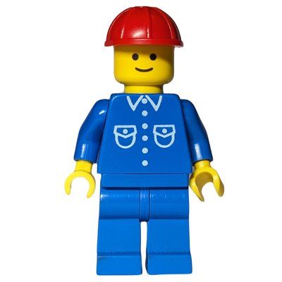Figurine Man, Blue Shirt, Blue Legs, Red Hard Hat (3626b Head) du set 10041