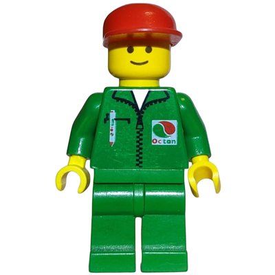 Minifigure Man, Green Jumpsuit with Octan Logo, Red Cap del set 6562