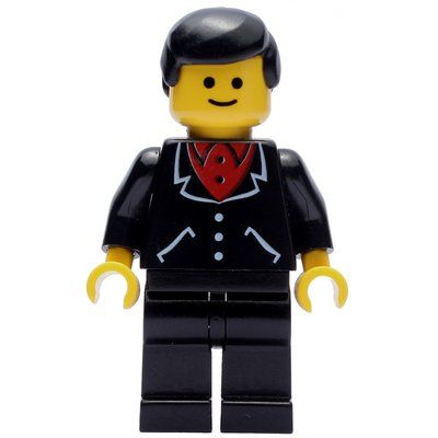 Figurine Man, Black Jacket over Red Shirt, Black Legs, Black Hair (3626b Head) du set 10037