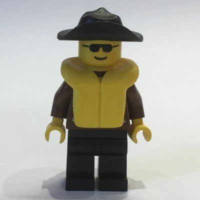 Figurine Man, Brown Jacket, Black Legs, Black Hat, Yellow Life Vest, Sunglasses du set 2769