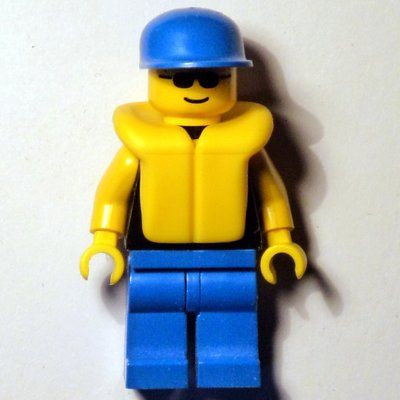 Figurine Man, Black Torso, Blue Legs, Blue Cap, Yellow Life Vest du set 1817