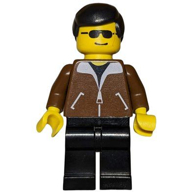 Minifigura Man, Brown Jacket, Blue Legs, Black Hair, Sunglasses del set 6563