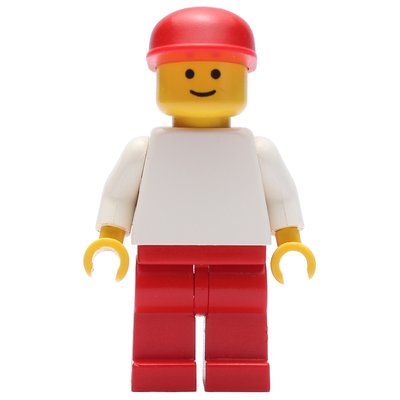Figurine Man, White Torso, Red Legs, Red Cap (3626b Head) du set 1854