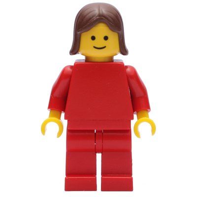 Figurine Woman, Red Torso, Red Legs, Brown Hair (3626b Head) du set 9650
