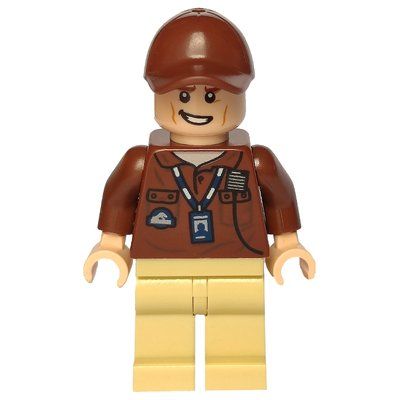 Minifigure Park Worker, Reddish Brown Jacket, Tan Legs, Cap from set 75941
