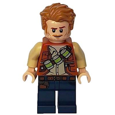 Minifigur Owen Grady with Strap with Canisters, Dark Blue Legs aus Set 75942