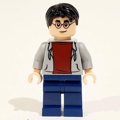 Figurine Harry Potter, Open Light Bluish Gray Jacket over Dark Red Shirt, Dark Blue Legs du set 75980