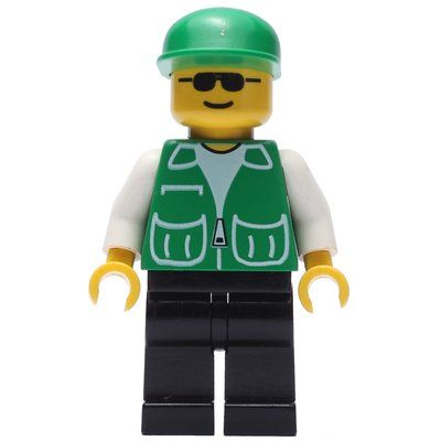Minifigurka Man, Green Jacket, Black Legs, Green Cap, Sunglasses z zestawu 2147