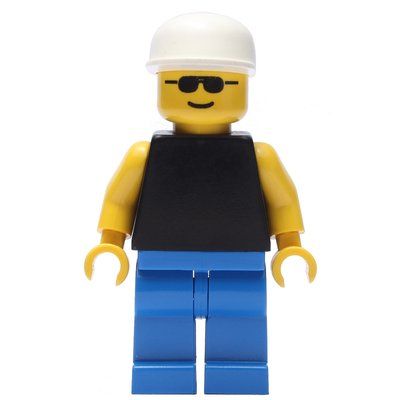Minifigurka Man, Black Torso, Blue Legs, White Cap, Sunglasses z zestawu 1808