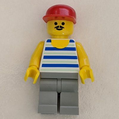Figurine Man, Blue and White Striped Tank Top, Red Cap, Moustache du set 10159