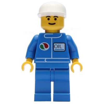 Minifigure Man, Blue Jumpsuit with Octan Logo, White Cap from set 6331