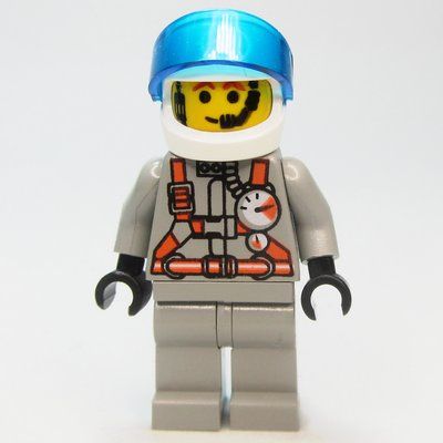 Figurine Pilot, Light Gray Jumpsuit with Gauges and Straps, White Helmet with Visor, Headset du set 3439