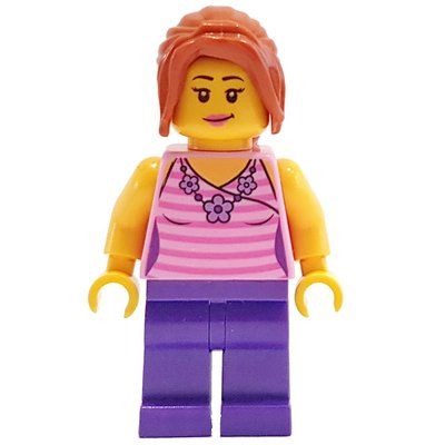 Figurine Bright Pink Torso, Dark Purple Legs, Dark Orange Hair du set 10684