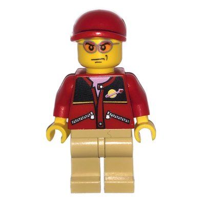 Minifiguur Red Torso, Tan Legs, Red Cap uit set 8401