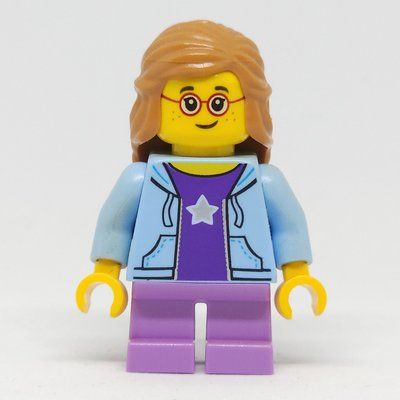 Figurine Kid, Bright Light Blue Torso, Medium Lavender Legs, Medium Nougat Hair du set 10257