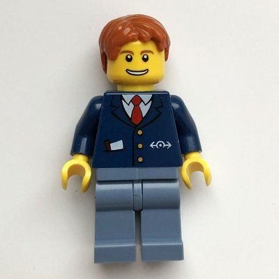 Figurine Train Worker - Dark Blue Torso, Sand Blue Legs, Dark Orange Hair du set 10194