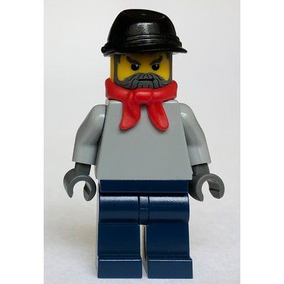 Figurine Train Worker - Light Bluish Grey Torso, Dark Blue Legs, Red Scarf, Black Kepi du set 10194