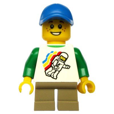 Minifigurka Kid - White Torso, Classic Space Figure, Dark Tan Legs, Blue Cap z zestawu 10244