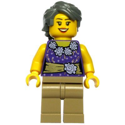 Minifigurka Dark Purple Torso, Dark Tan Legs, Dark Bluish Grey Legs z zestawu 10244