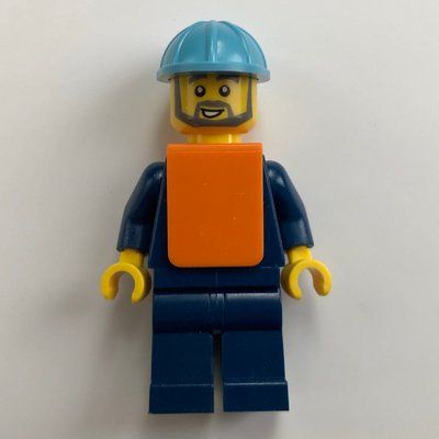 Figurine Train Worker, Maersk - Dark Bluish Grey Beard du set 10219