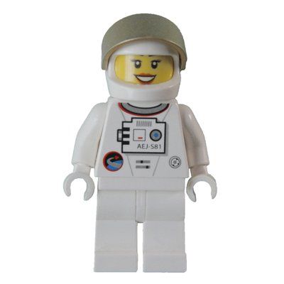 Figurine Astronaut - White Torso and Legs, Gold Visor, Female, Smile du set 10231