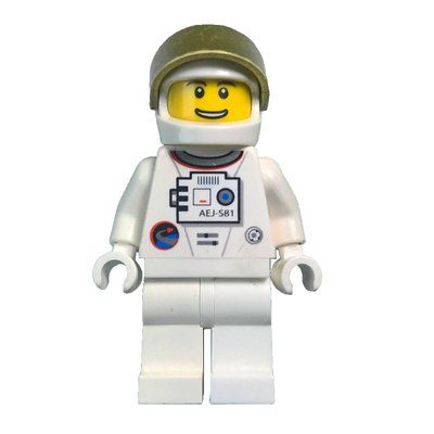 Figurine Astronaut - White Torso and Legs, Gold Visor, Male, Smile du set 10231