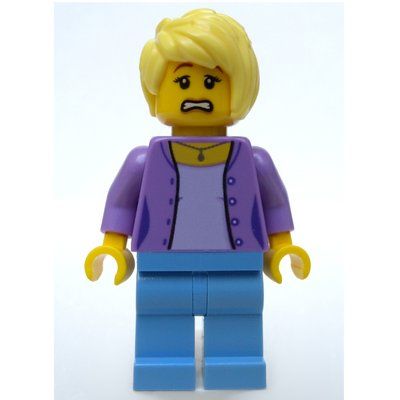 Minifigur Medium Lavender Torso, Medium Blue Legs, Tan Hair aus Set 10273