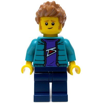 Minifigur Dark Turquoise Torso, Dark Blue Legs, Medium Nougat Hair aus Set 10273