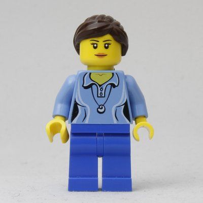 Minifigura Medium Blue Torso, Blue Legs, Dark Brown Hair del set 31026