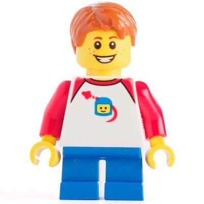 Figurine Kid - White Torso, Dark Blue Legs, Dark Orange Hair du set 31108
