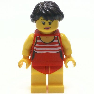 Figurine Red Bathing Suit, Dark Brown Hair du set 31083